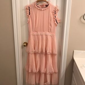 NWOT Pink High Neck Sleeveless Tiered Dress